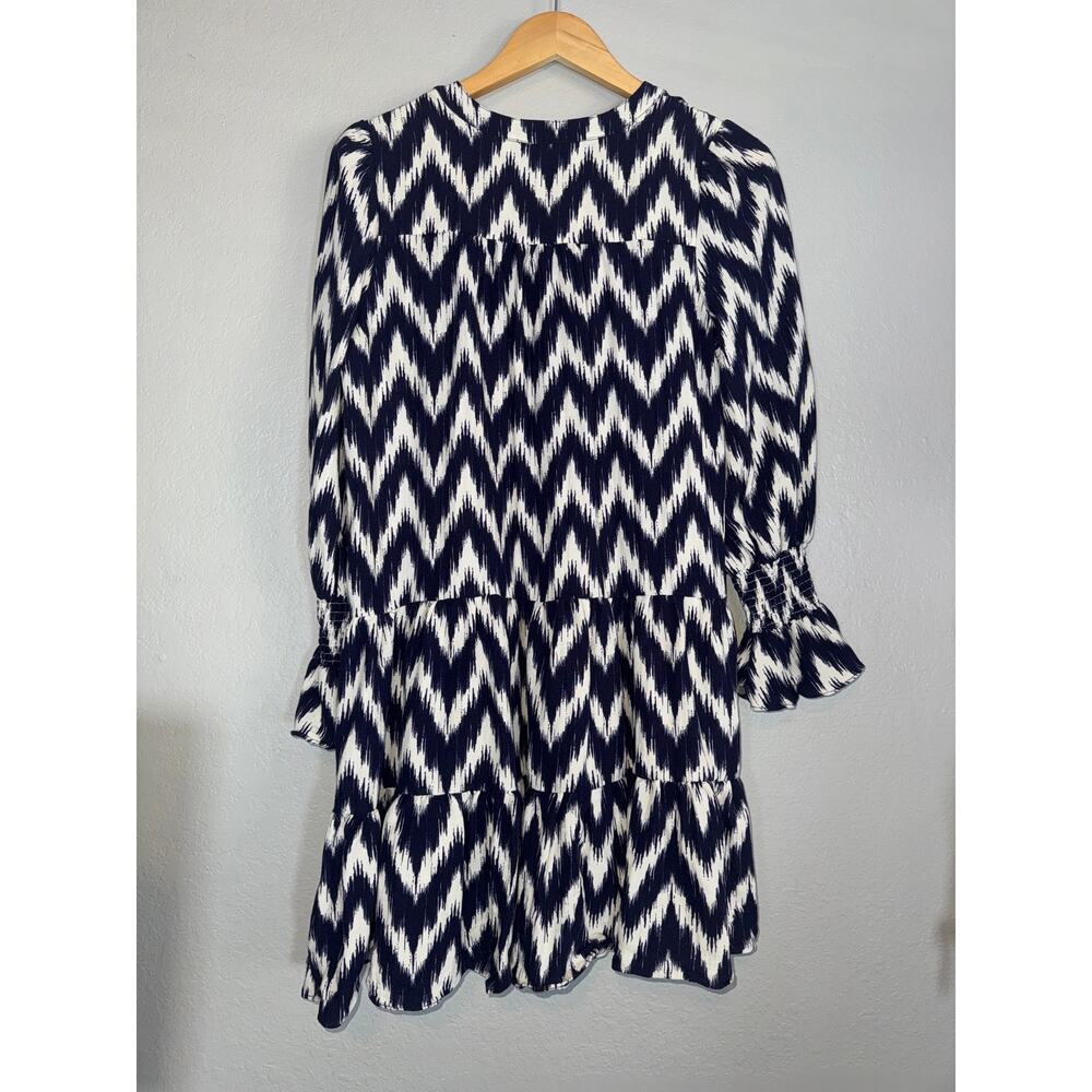 Tuckernuck Pomander Place Ikat Kenzo Swing Dress Navy Blue Short Womens Medium - Picture 4 of 10